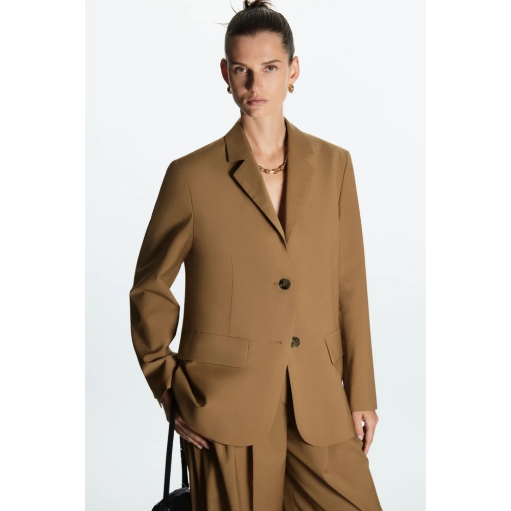 COS | Women's Relaxed Fit Wool Camel Blazer Size 14